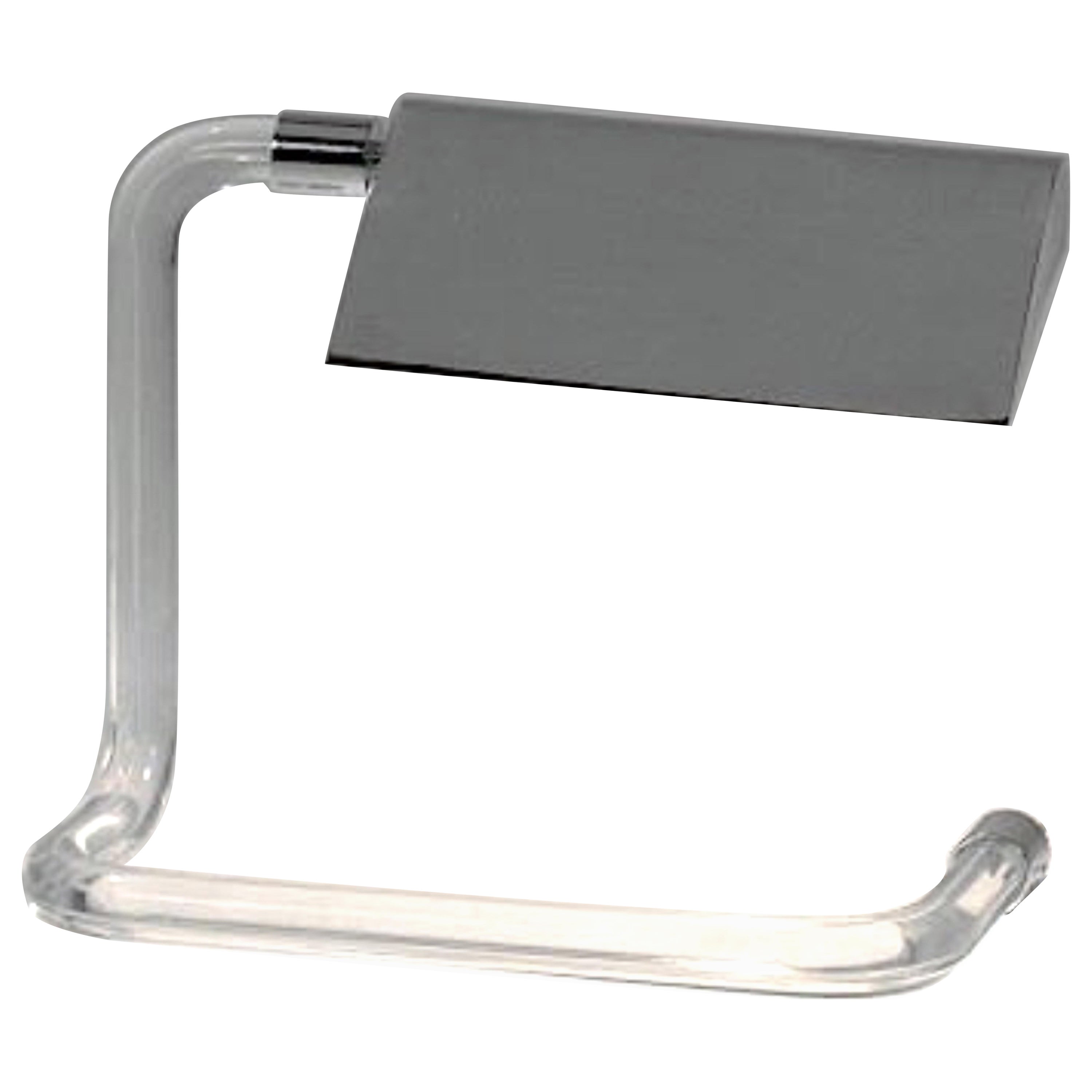 Sleek Lucite 
Chrome Desk Lamp Designed by Peter Hamburger for Kovacs Lighting