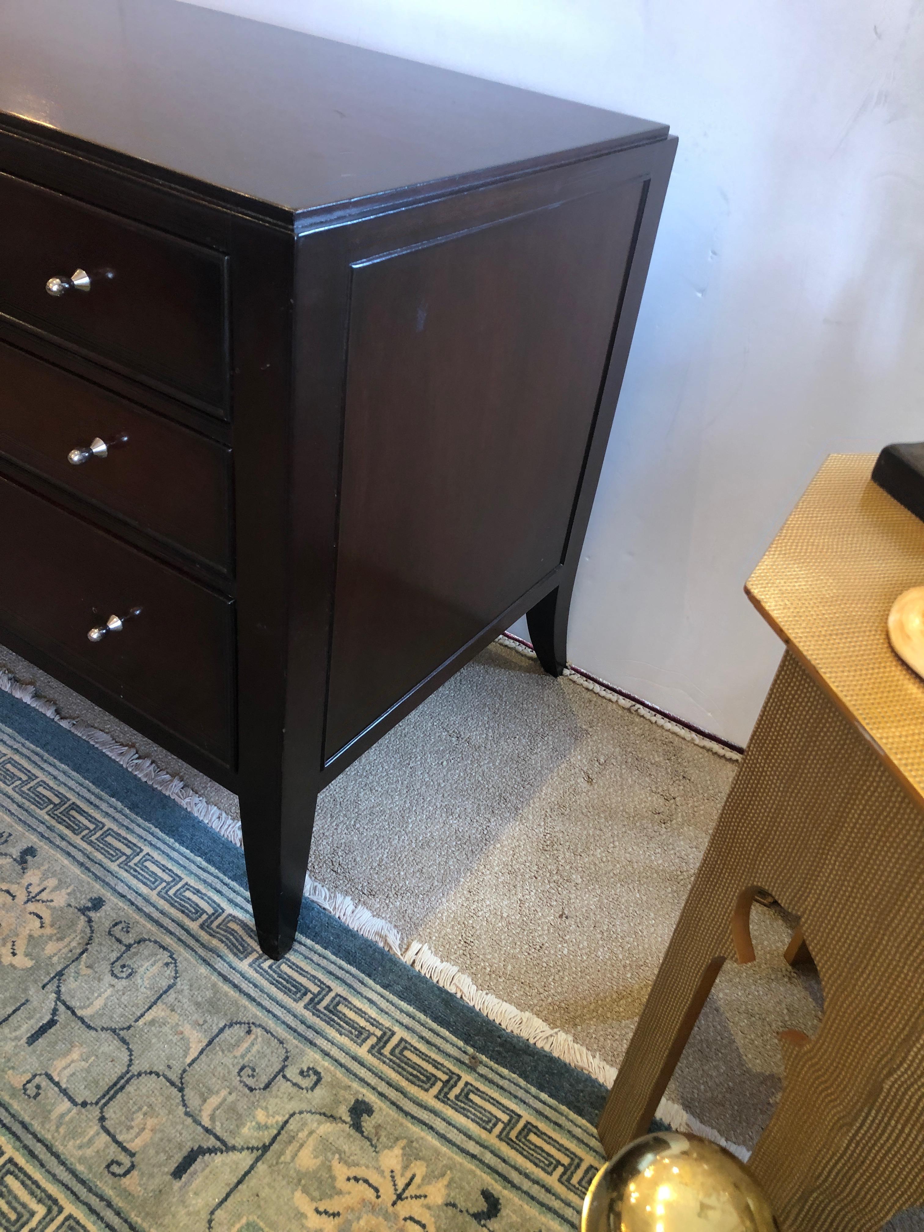 Sleek Mahogany Pair of Barbara Barry Nightstands Commodes End Tables In Excellent Condition In Hopewell, NJ