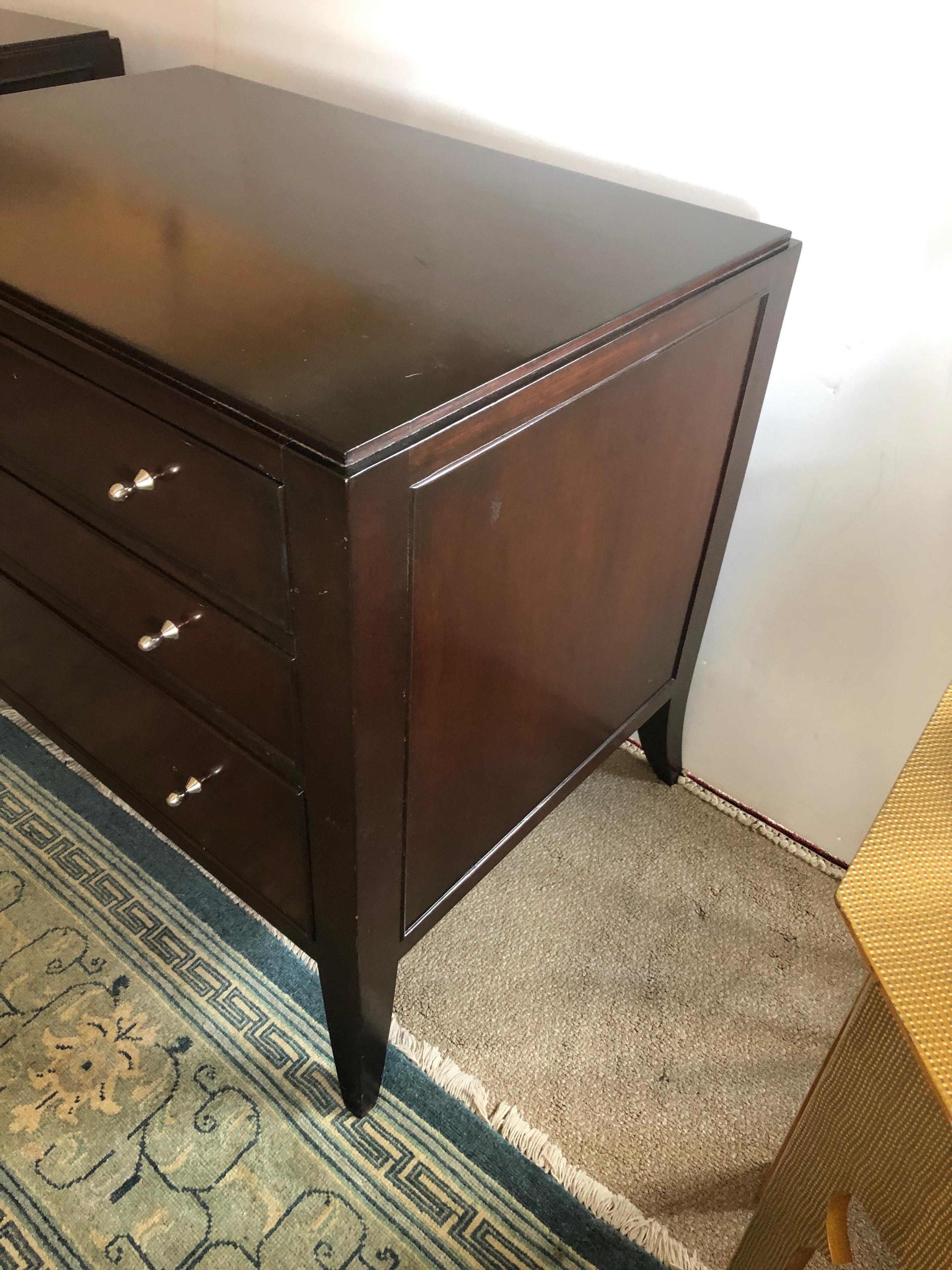 Sleek Mahogany Pair of Barbara Barry Nightstands Commodes End Tables 2