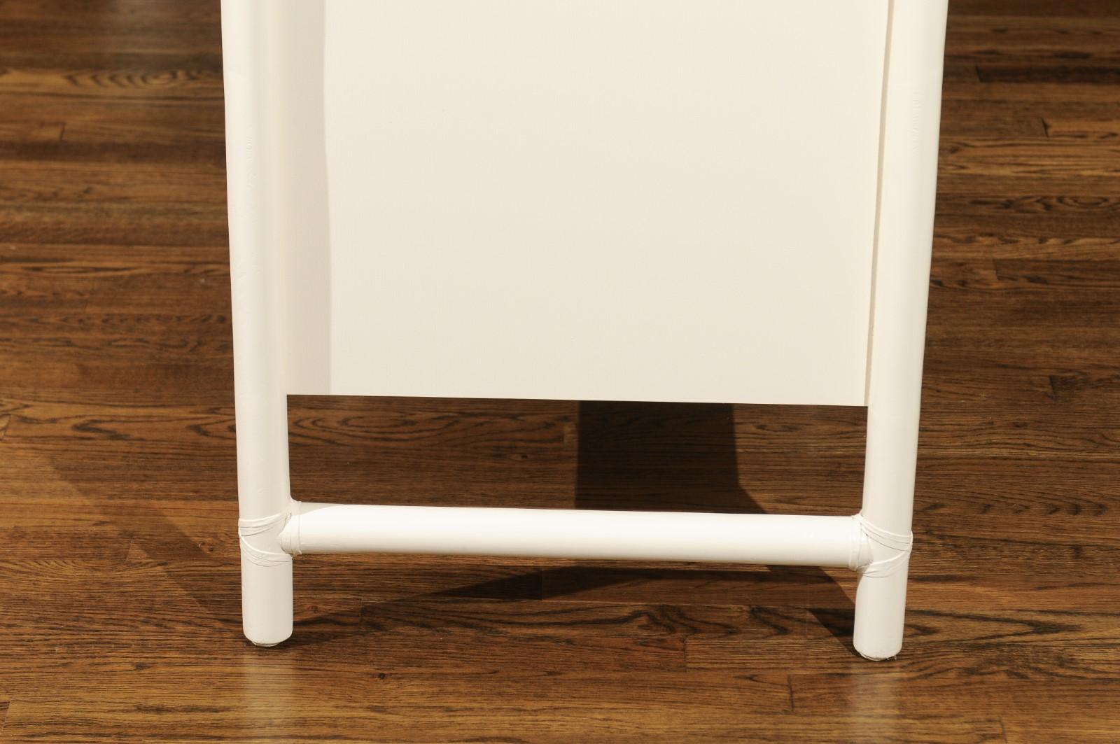 Sleek Meticulously Restored Cream Lacquer Commode by McGuire, circa 1970 For Sale 1