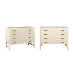 Sleek Meticulously Restored Cream Lacquer Commode by McGuire, circa 1970