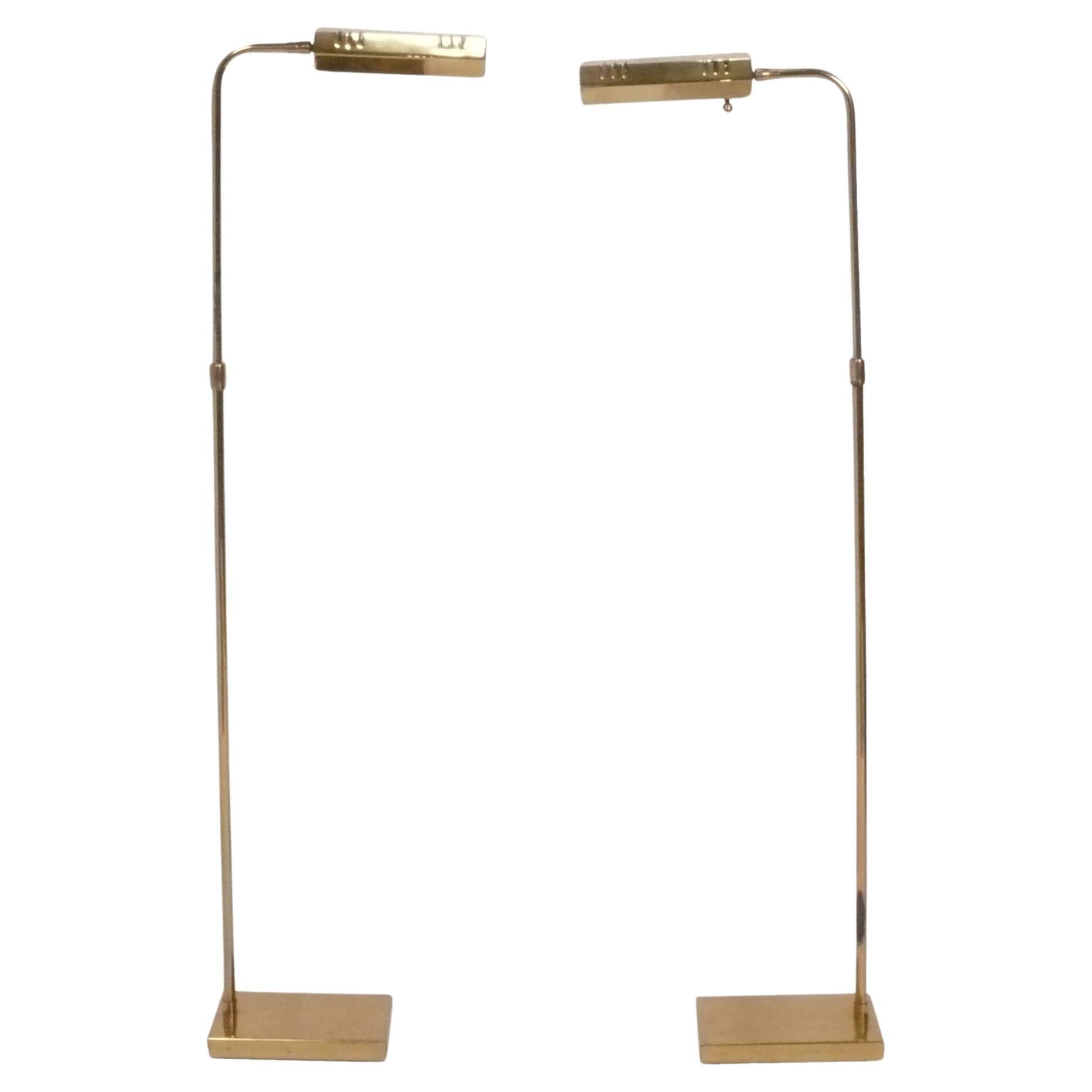 Sleek Mid Century Brass Reading Lamps For Sale