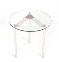 Sleek Mid Century Chrome and Glass End Table