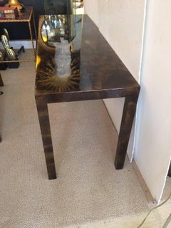Sleek Mid-Century Modern Faux Tortoise Console Table