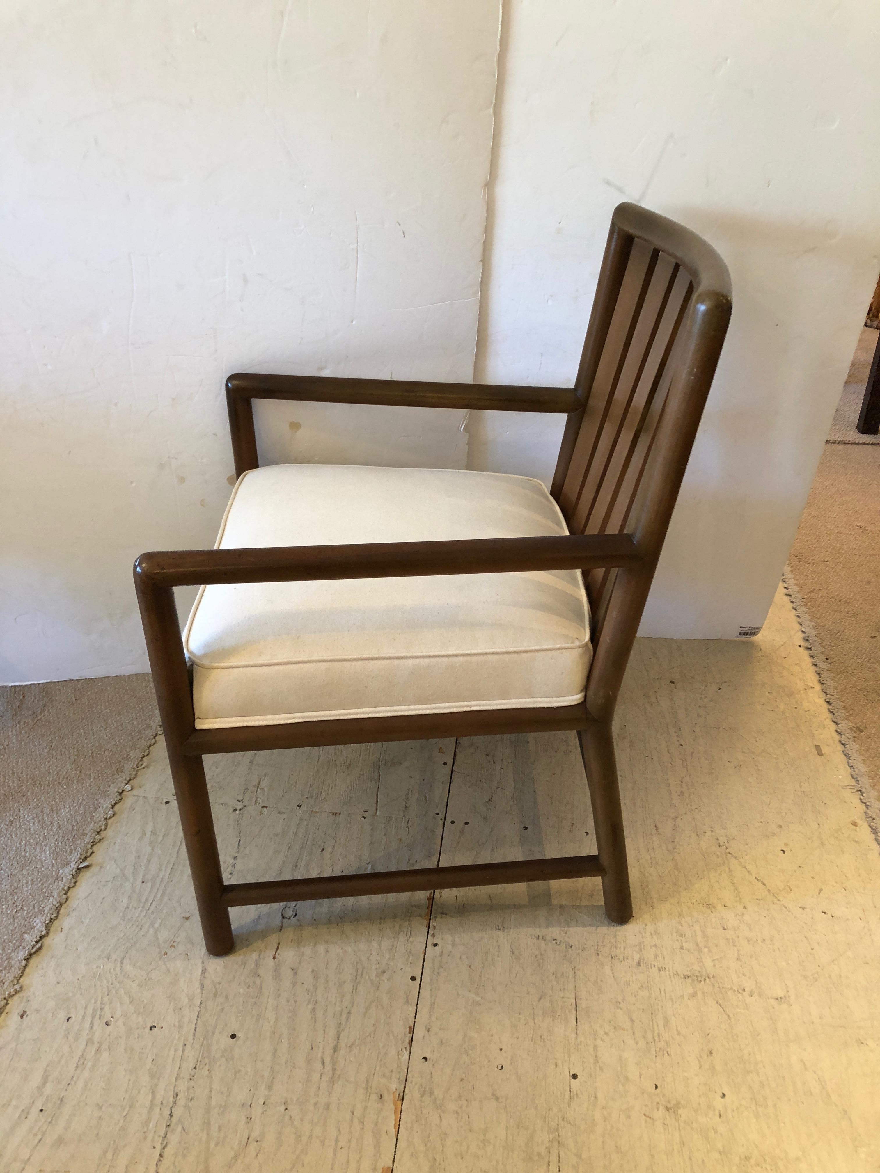 Mid-20th Century Sleek Mid-Century Modern T. H. Robsjohn-Gibbings Walnut Armchair Club Chair For Sale