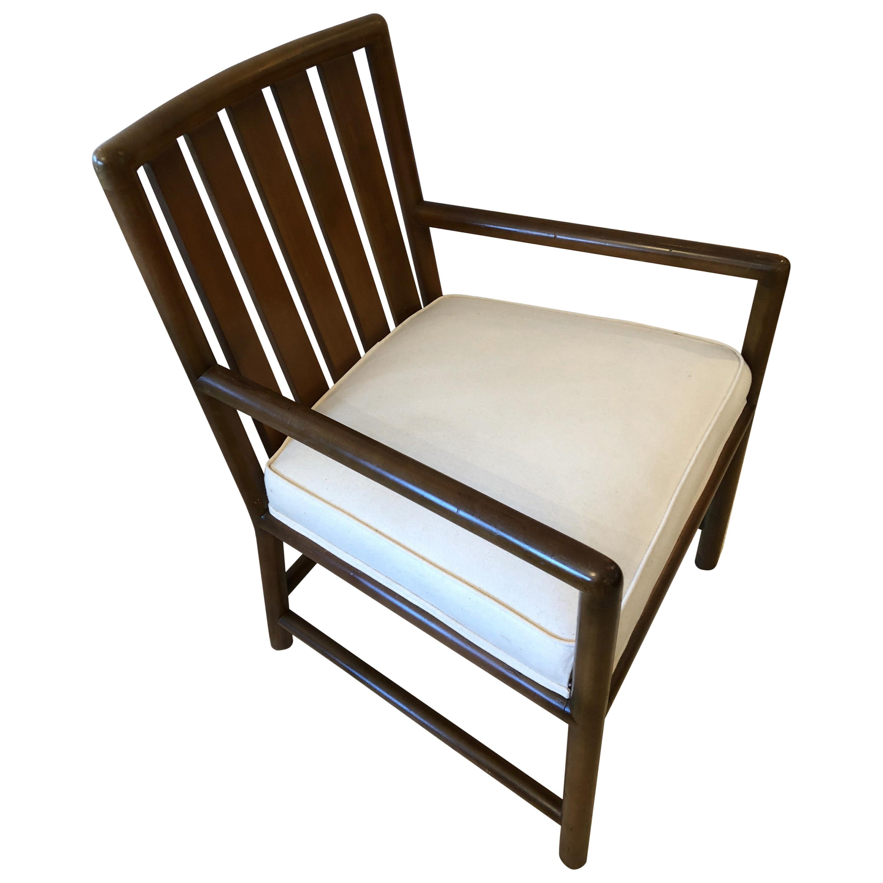 Sleek Mid-Century Modern T. H. Robsjohn-Gibbings Walnut Armchair Club Chair