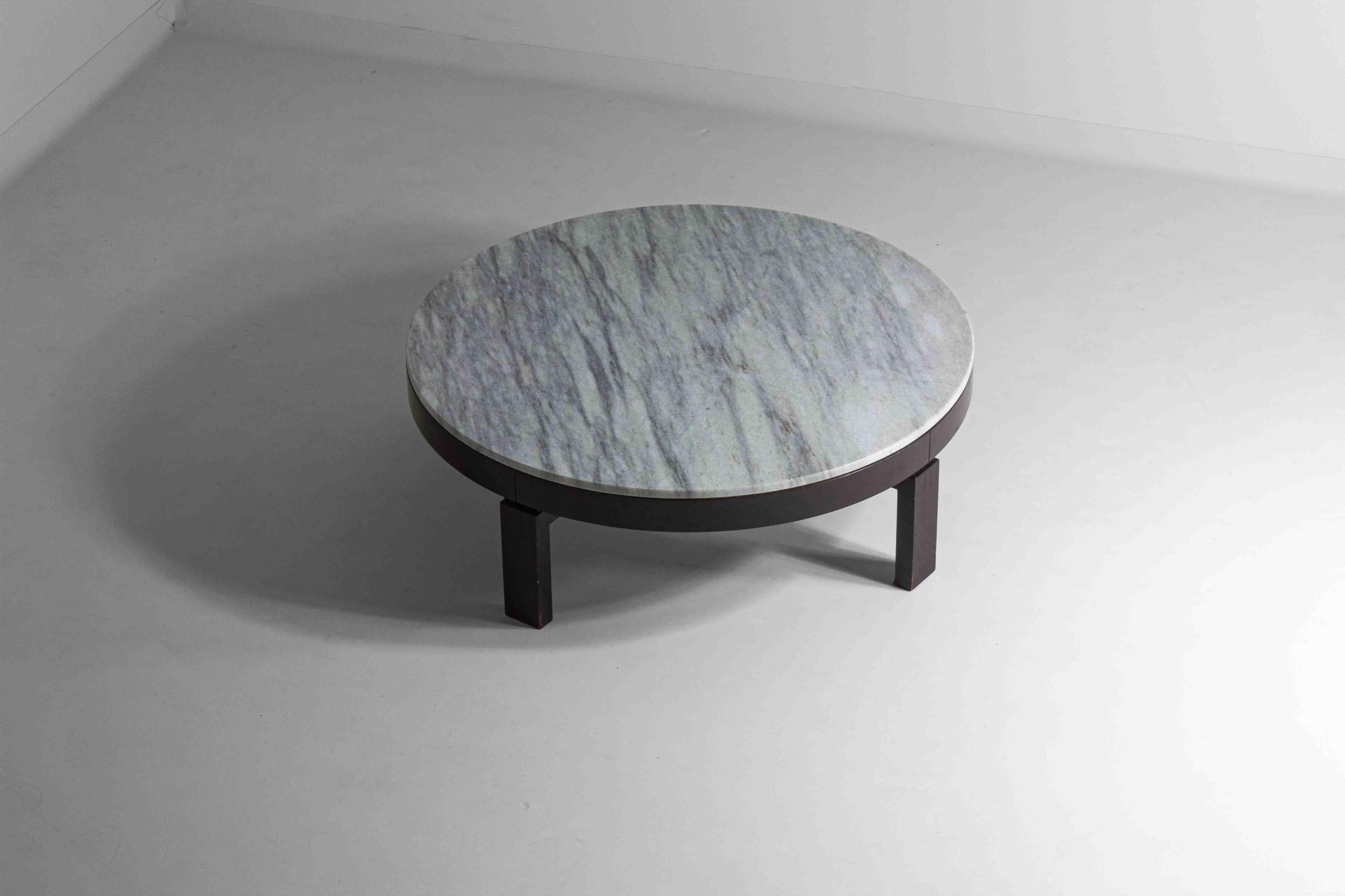 Mid-20th Century Sleek mid-century round marble coffee table, 1960s For Sale