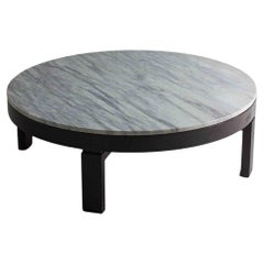 Retro Sleek mid-century round marble coffee table, 1960s