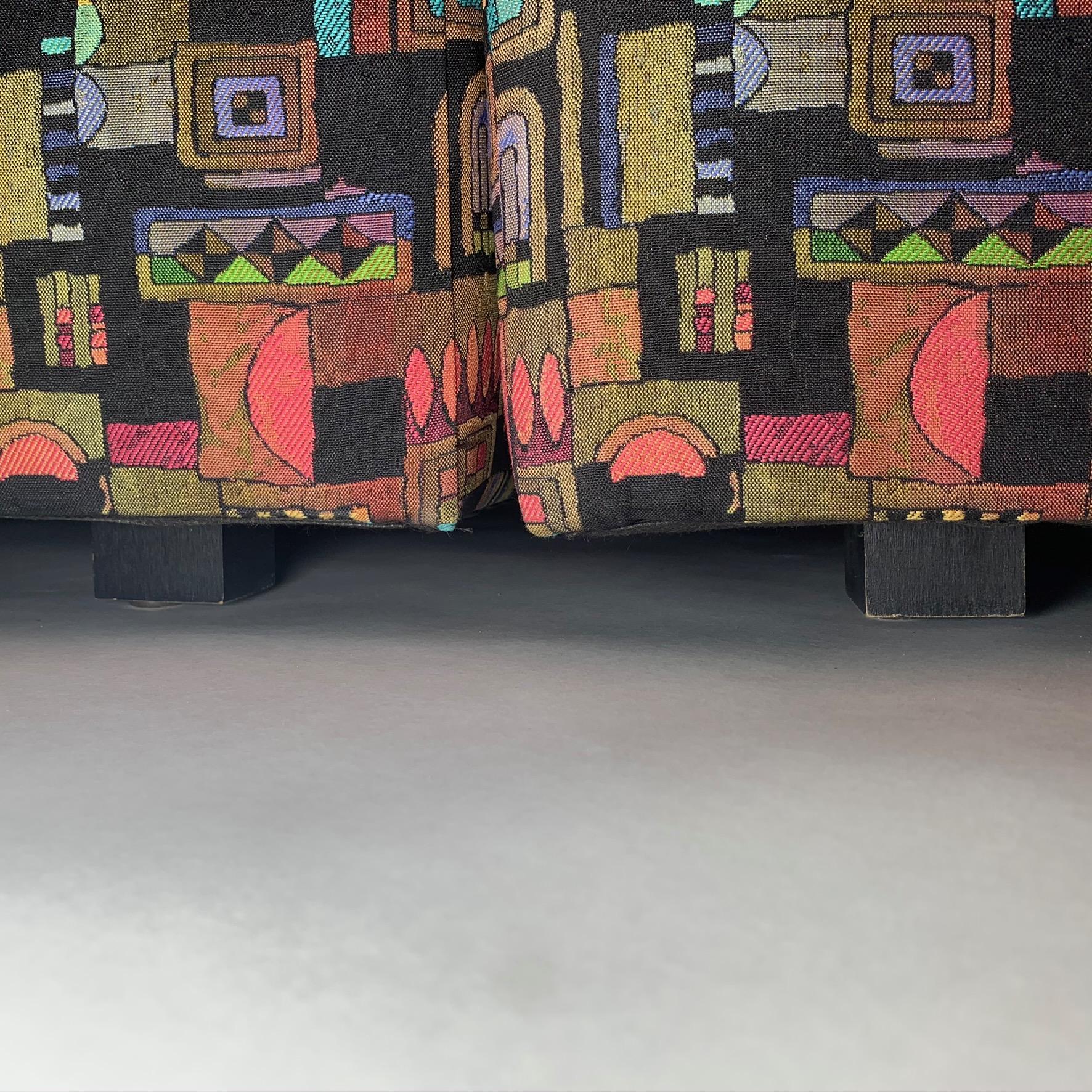 Mid-Century Modern Sleek Milo Baughman Memphis Style Fabric 4-Piece Sectional Sofa