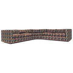 Sleek Milo Baughman Memphis Style Fabric 4-Piece Sectional Sofa