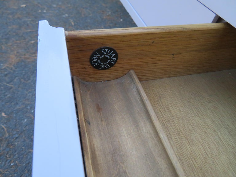 Sleek Milo Baughman Style Chrome x Base Desk John Stuart MidCentury