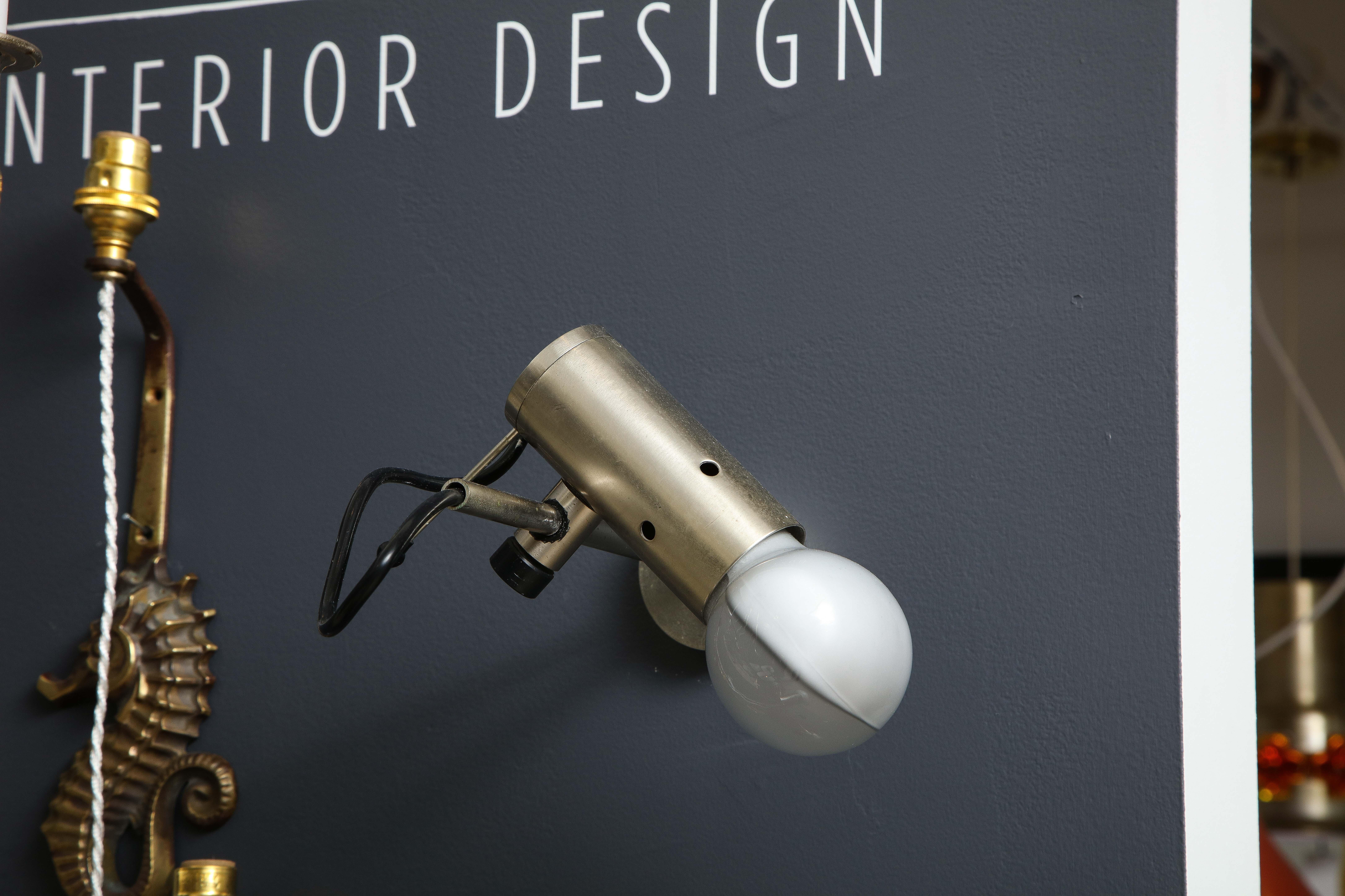 Sleek Minimalist Nickel Plated Bronze Sconces by Tito Agnoli for Oluce, c. 1960 For Sale 7