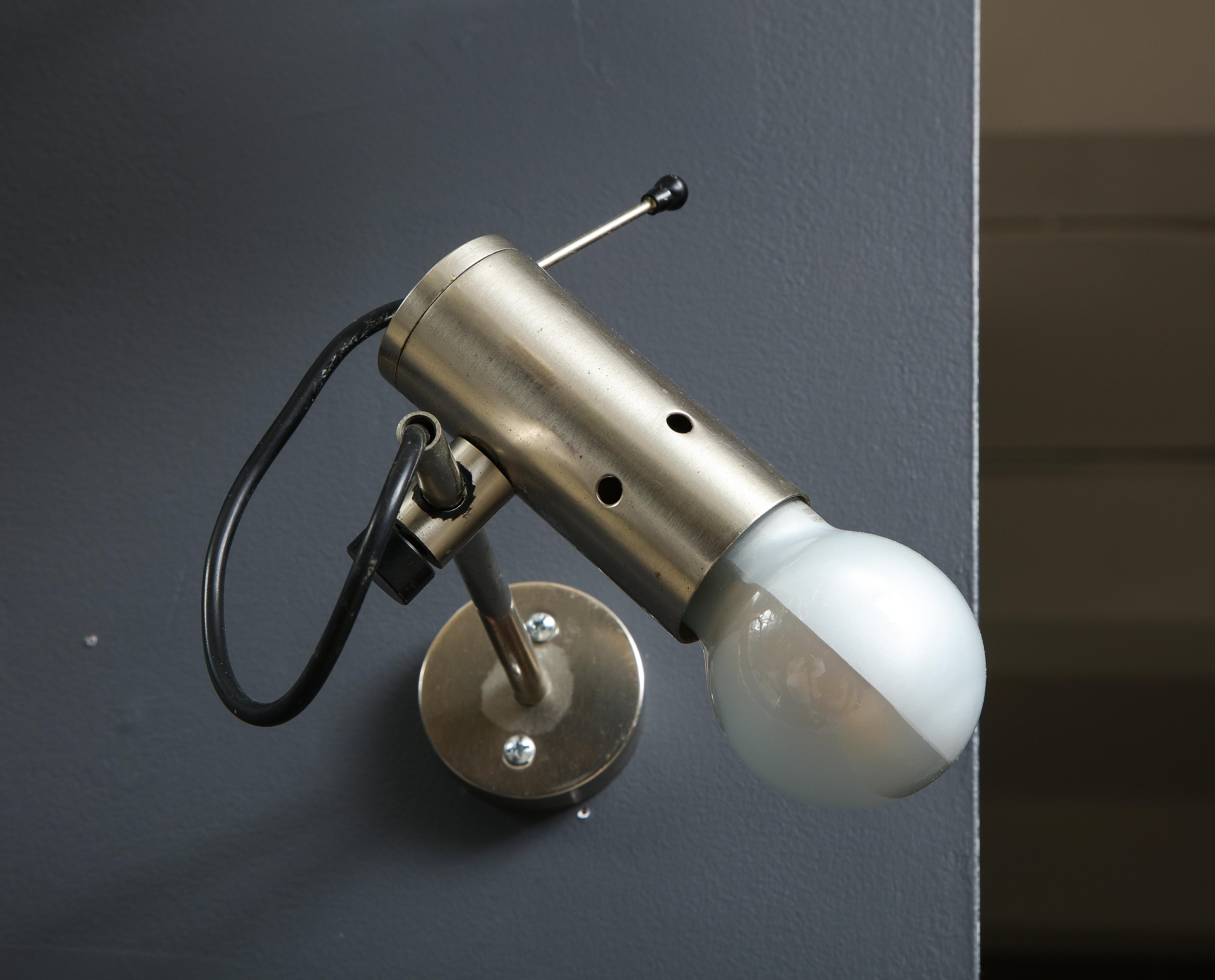 Sleek Minimalist Nickel Plated Bronze Sconces by Tito Agnoli for Oluce, c. 1960 For Sale 9