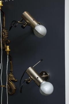 Sleek Minimalist Nickel Plated Bronze Sconces by Tito Agnoli for Oluce, c. 1960