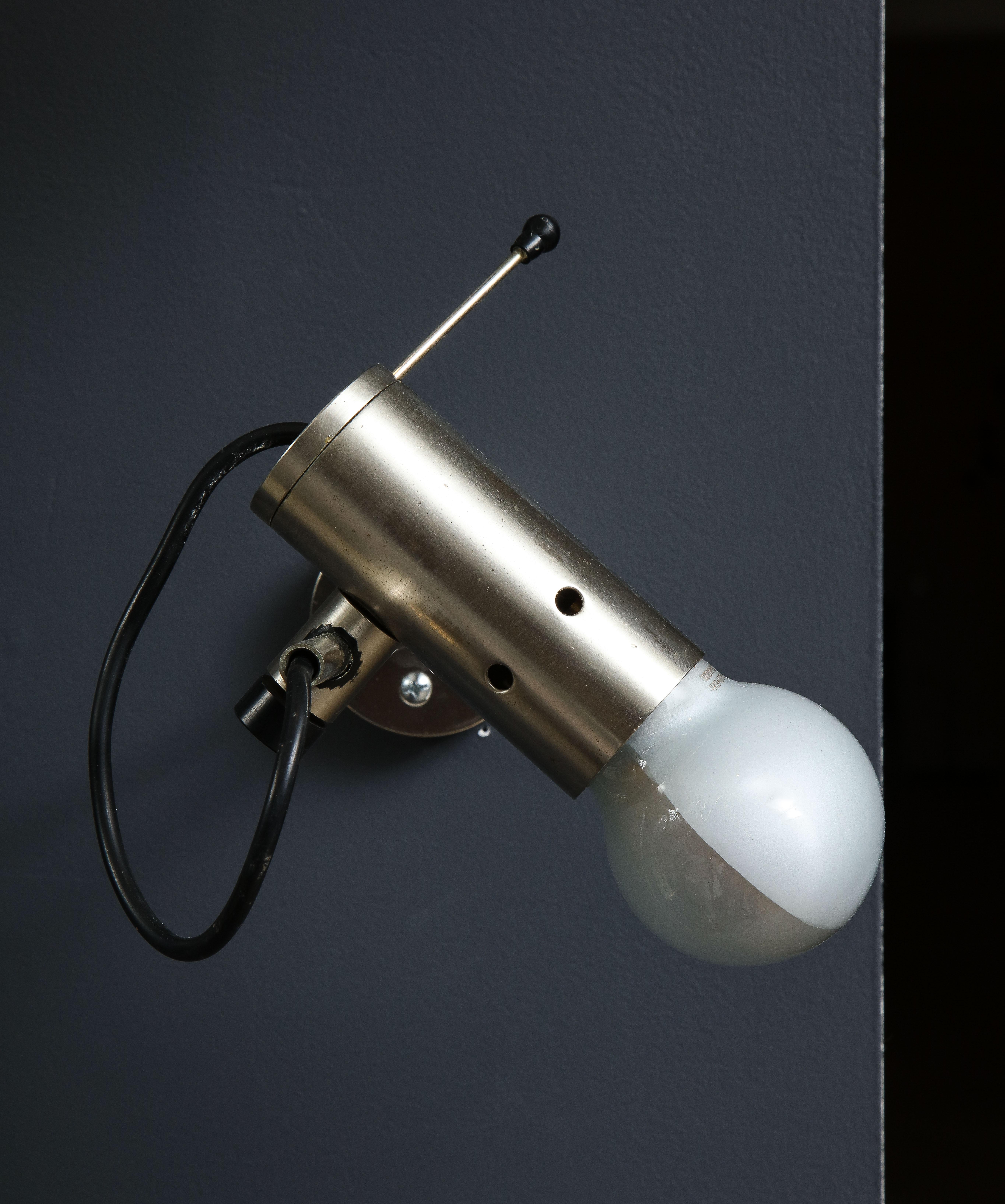 Sleek Minimalist Nickel Plated Bronze Sconces by Tito Agnoli for Oluce, c. 1960 For Sale 1