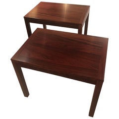 Sleek Mobelfabrick Danish Mid-Century Modern Pair of Richly Grained End Tables