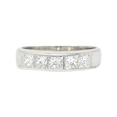 Sleek Modern 1.00 Carat Princess Diamond Platinum Stacking Band Ring