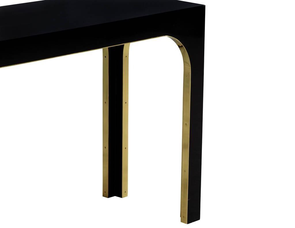 American Sleek Modern Black Console with Metal Accent For Sale