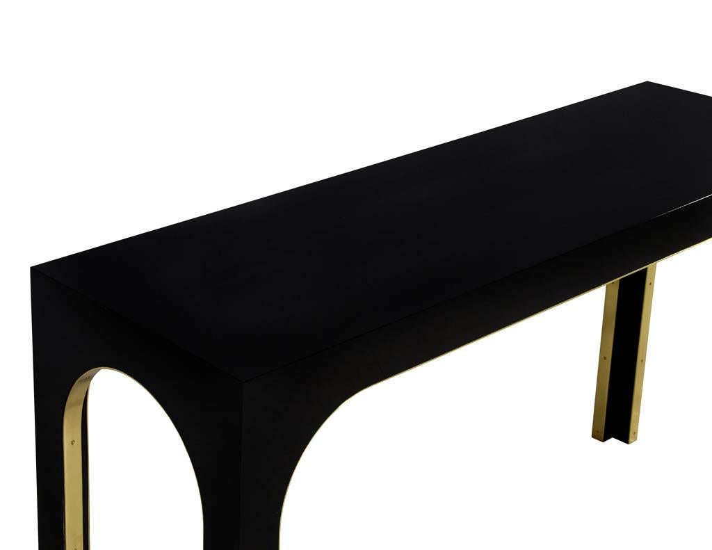 Contemporary Sleek Modern Black Console with Metal Accent For Sale