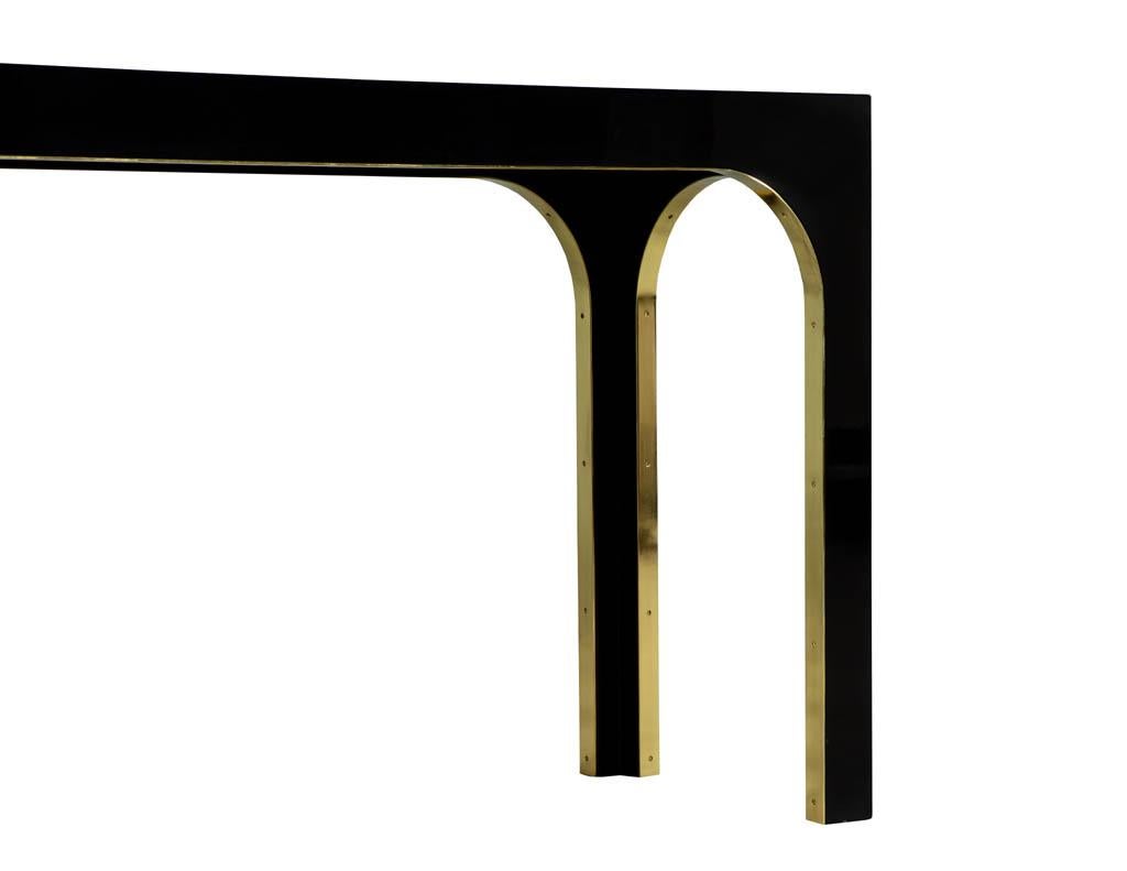Sleek Modern Black Console with Metal Accent For Sale 1
