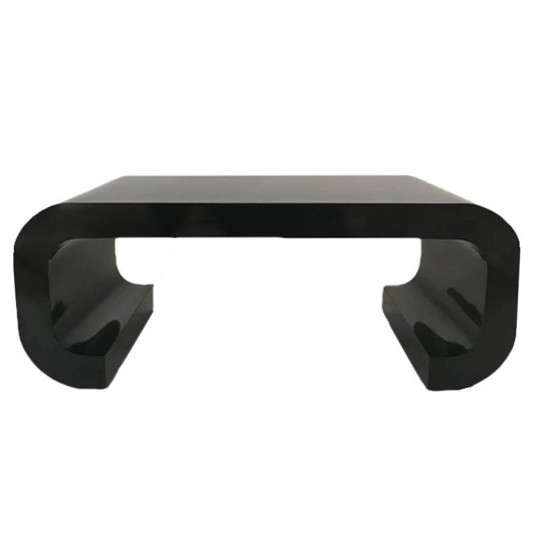 Sleek Modern Black Laminate Curved Coffee Table in the Manner of Karl