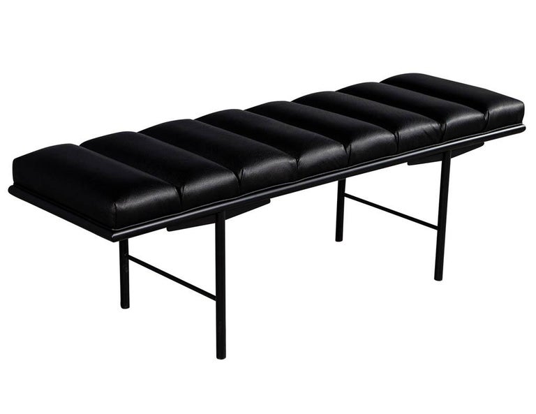 Sleek Modern Black Leather Accent Bench at 1stDibs modern black bench