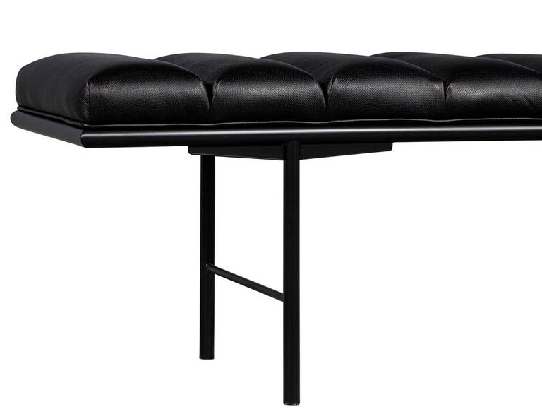 Sleek Modern Black Leather Accent Bench at 1stDibs modern black bench