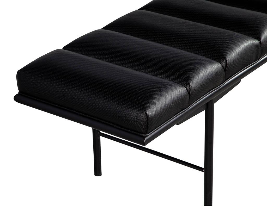 Canadian Sleek Modern Black Leather Accent Bench
