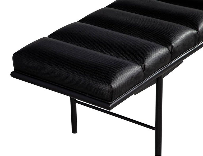Sleek Modern Black Leather Accent Bench at 1stDibs modern black bench