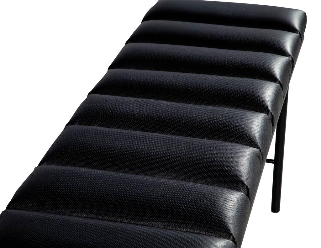 Sleek Modern Black Leather Accent Bench In New Condition In North York, ON