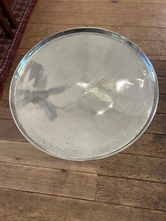 Sleek Modern Chrome Round End Table with Sculptural Tapered Legs