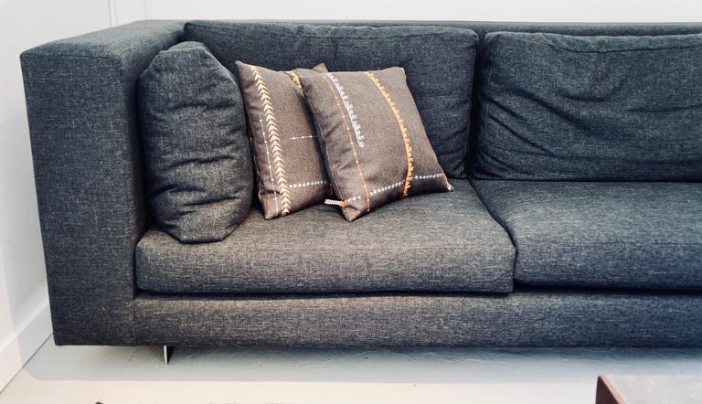 Sleek Modern Dark Grey Slate Sofa Handmade Custom Design For Sale