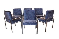 Sleek Modern Harvey Probber Six Flat Bar Dining Chairs