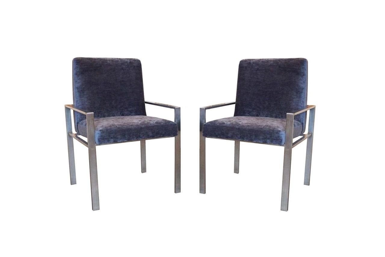 American Sleek Modern Harvey Probber Six Flat Bar Dining Chairs For Sale