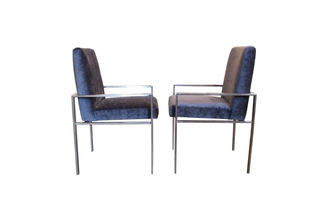 Sleek Modern Harvey Probber Six Flat Bar Dining Chairs In Good Condition For Sale In Dallas, TX