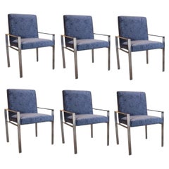 Retro Sleek Modern Harvey Probber Six Flat Bar Dining Chairs