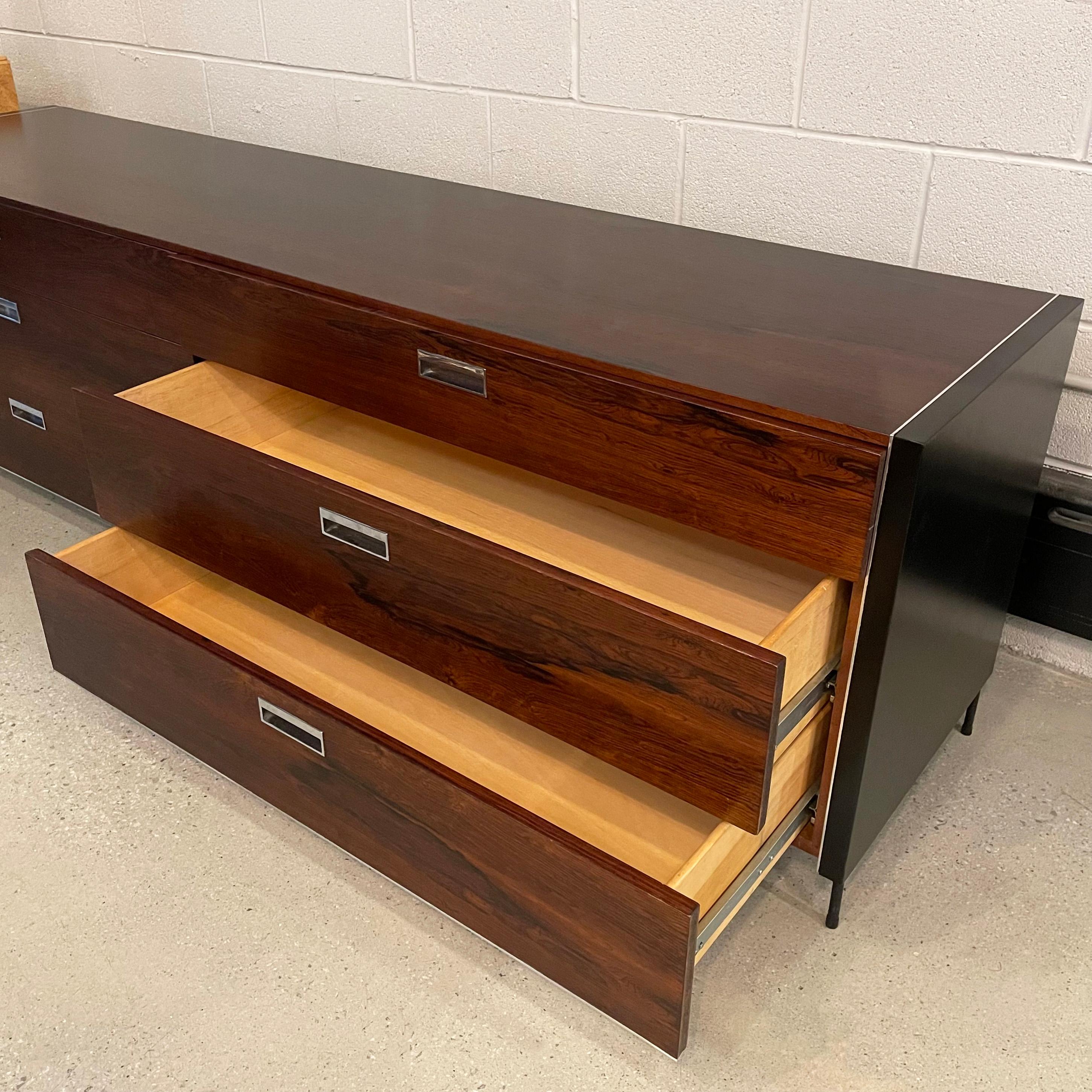 Sleek Modern Rosewood and Chrome Low Dresser 3