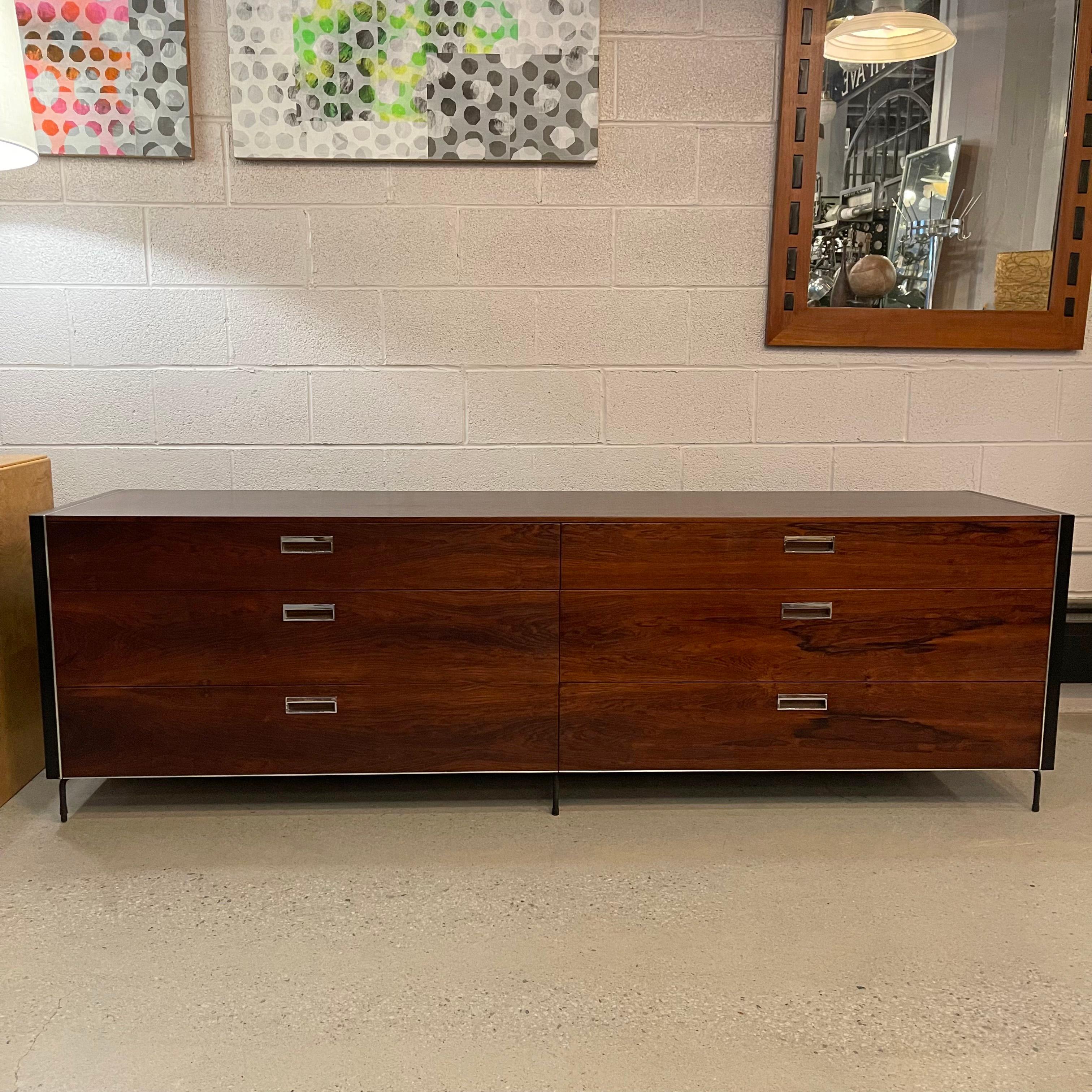 Mid-Century Modern Sleek Modern Rosewood and Chrome Low Dresser