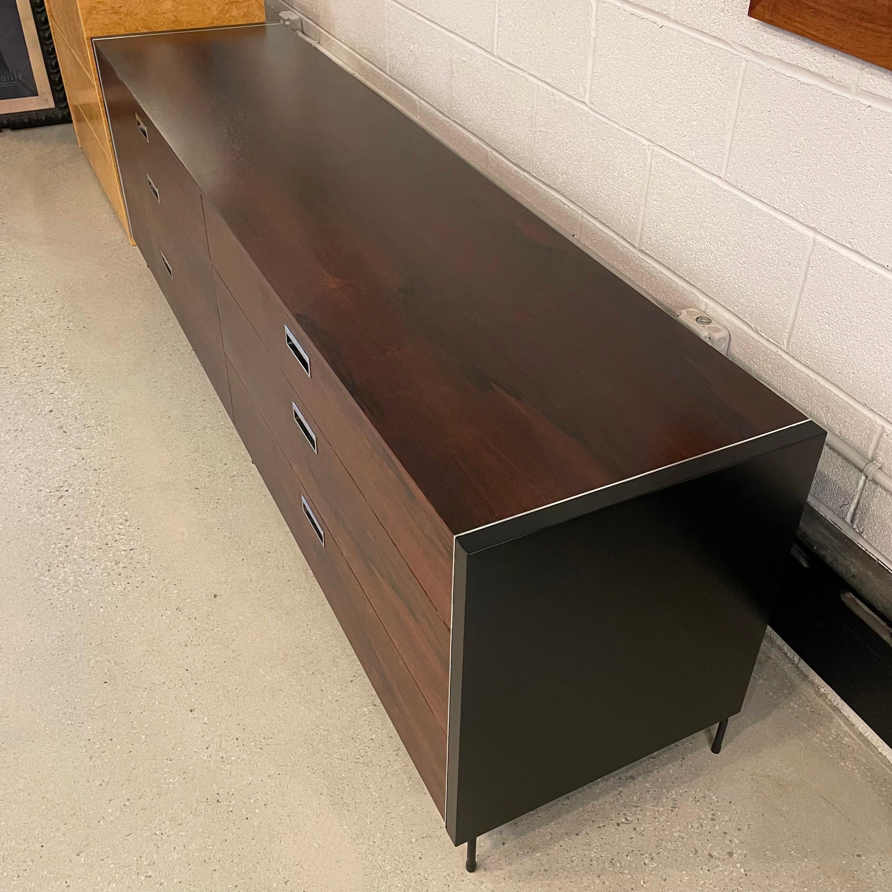 Sleek Modern Rosewood and Chrome Low Dresser In Good Condition In Brooklyn, NY
