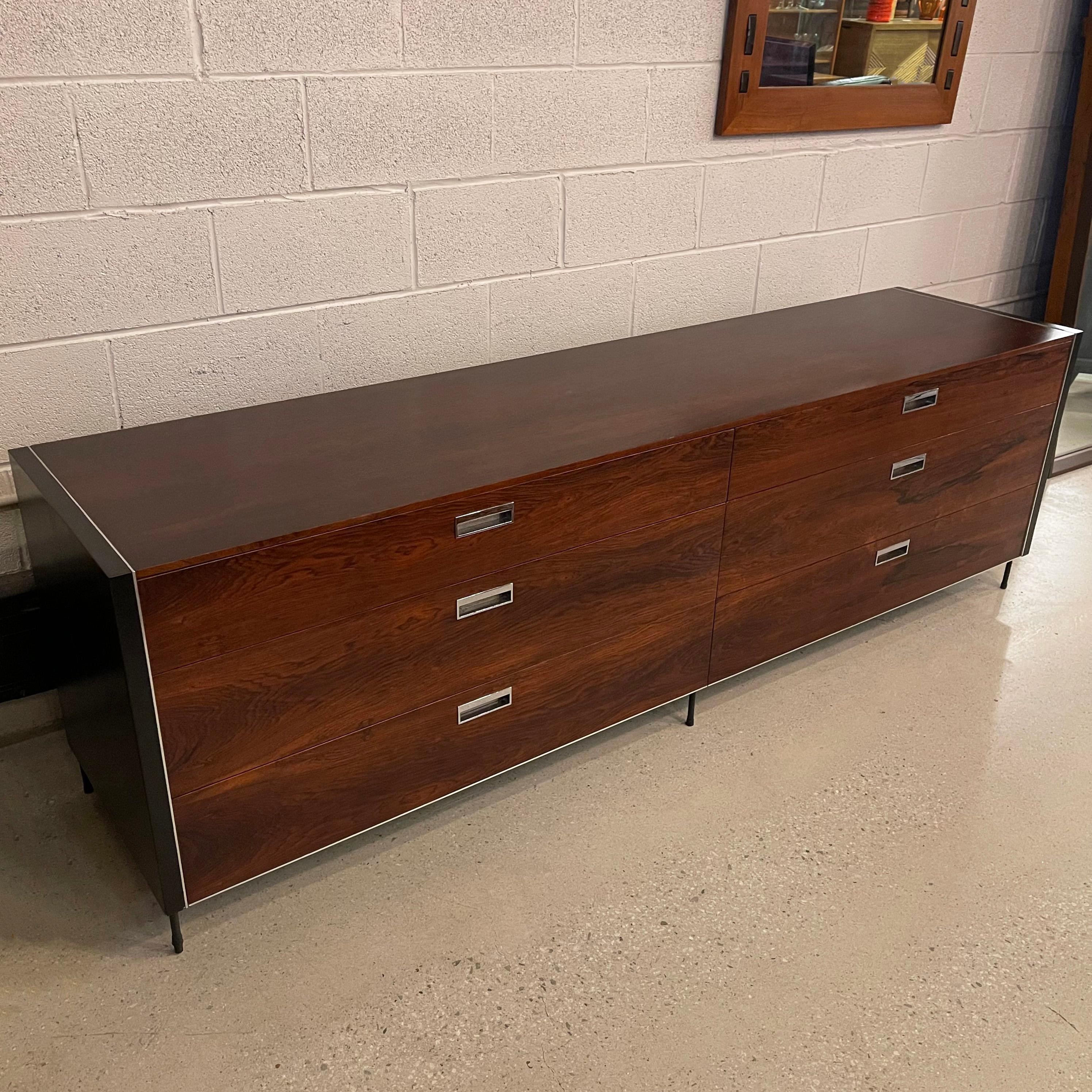 Sleek Modern Rosewood and Chrome Low Dresser 1