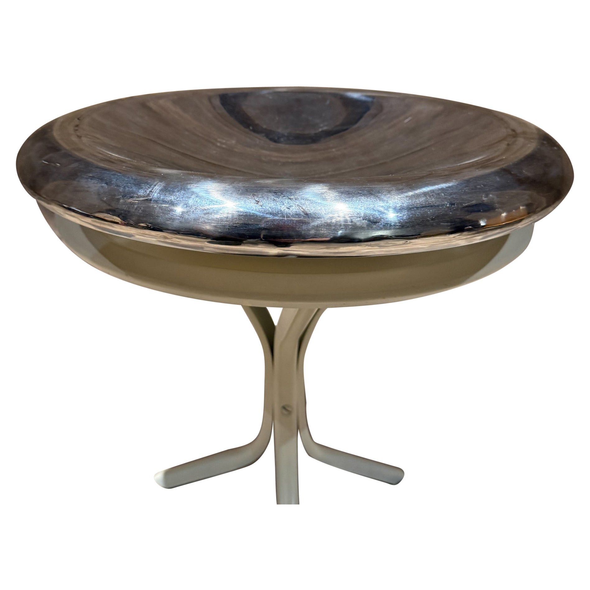 Sleek Modern Tulip Chrome Polished Metal Bowl Post Modern For Sale