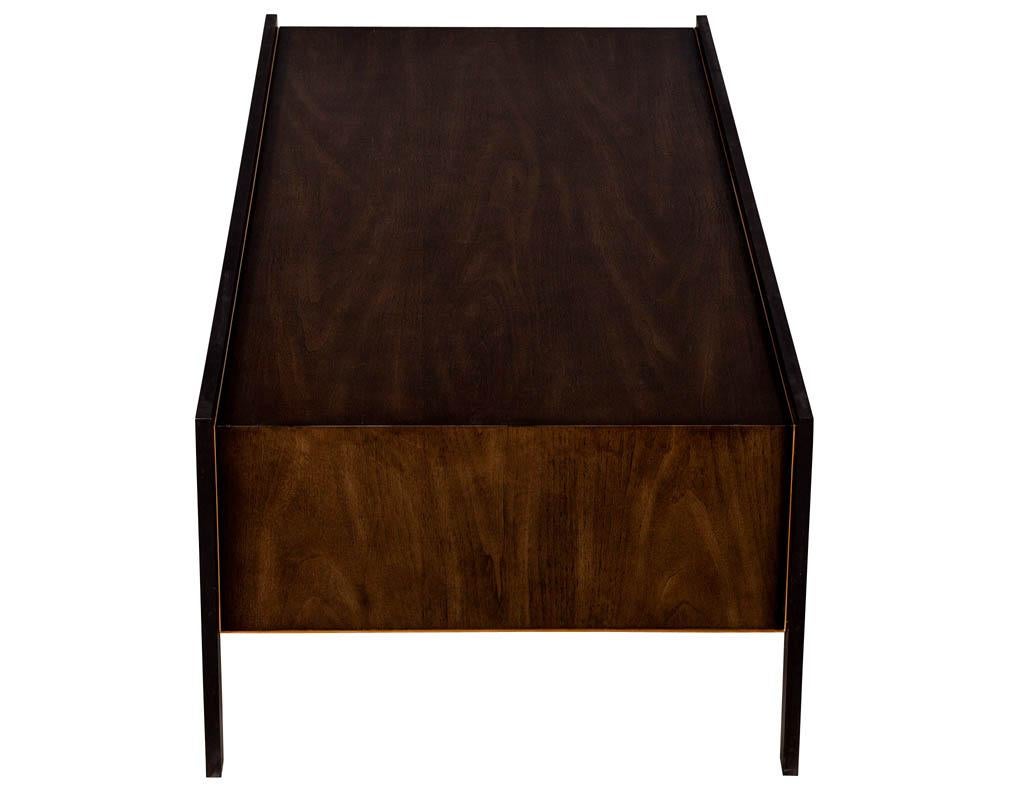 Sleek Modern Walnut Cocktail Table by Baker Furniture Milling Road Kara Mann For Sale 1