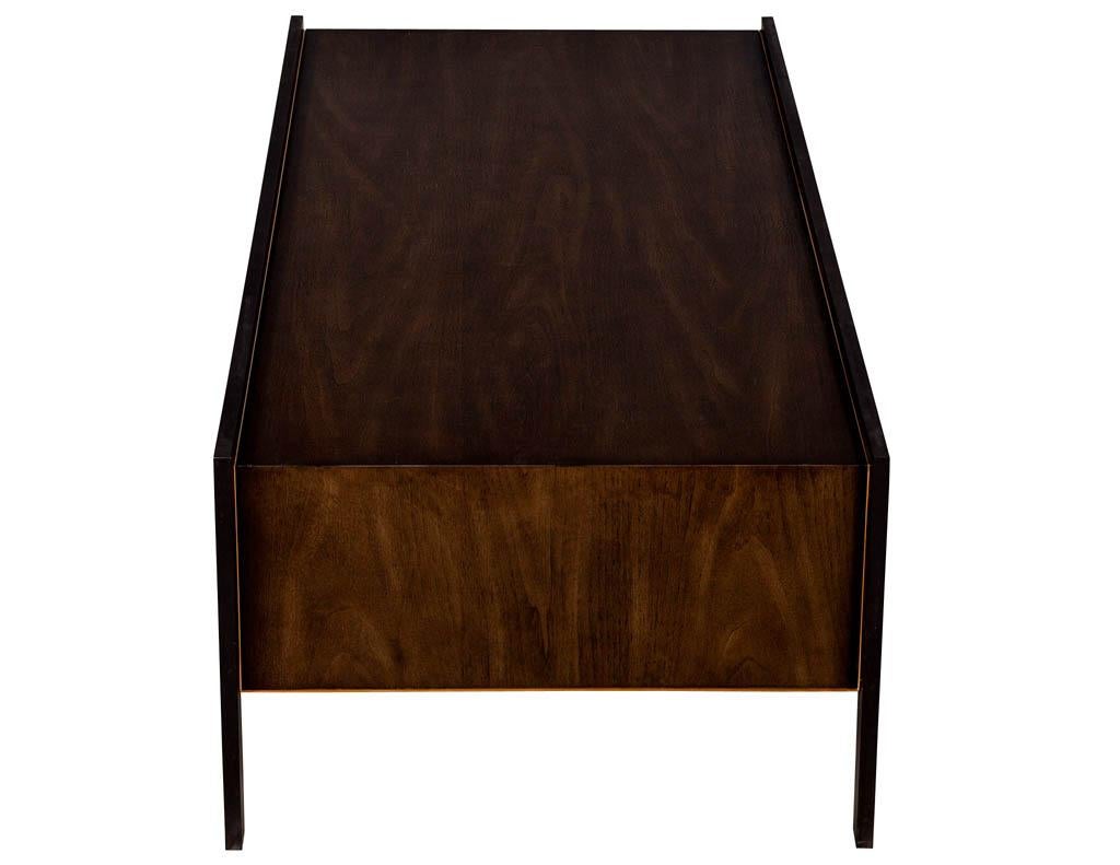 Sleek Modern Walnut Cocktail Table by Baker Furniture Milling Road Kara Mann For Sale 1