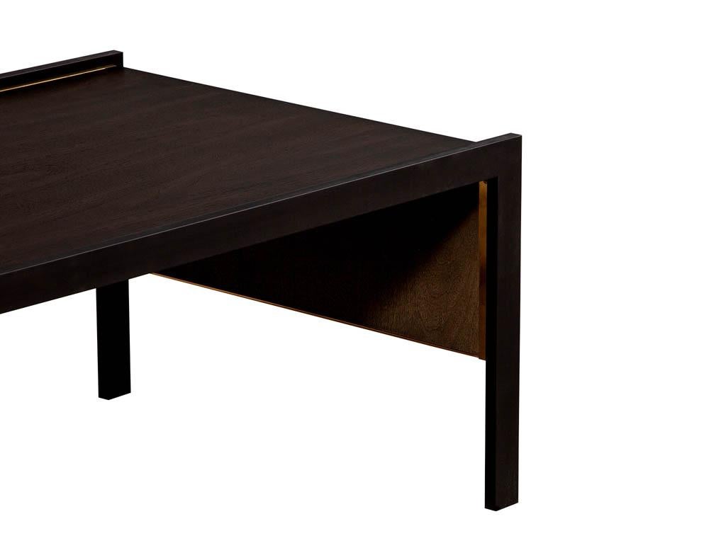 American Sleek Modern Walnut Cocktail Table by Baker Furniture Milling Road Kara Mann For Sale