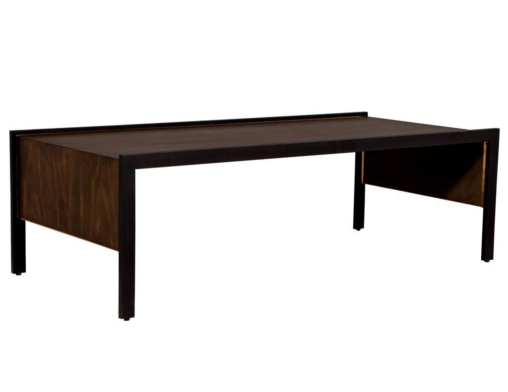 Sleek Modern Walnut Cocktail Table by Baker Furniture Milling Road Kara Mann In Excellent Condition For Sale In North York, ON