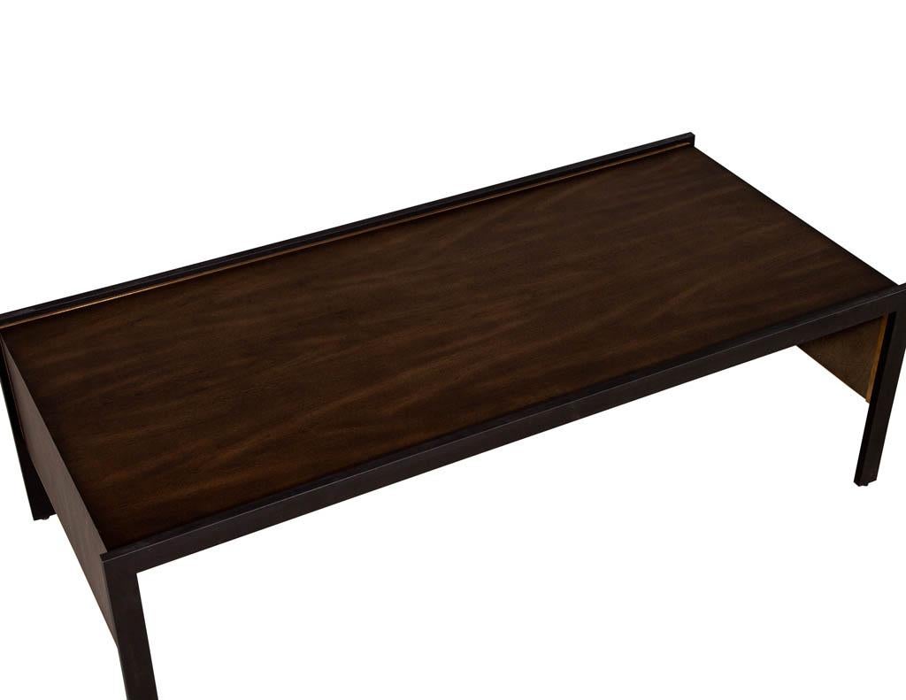 Contemporary Sleek Modern Walnut Cocktail Table by Baker Furniture Milling Road Kara Mann For Sale