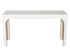 Sleek Modern White Console Table with Metal Accents
