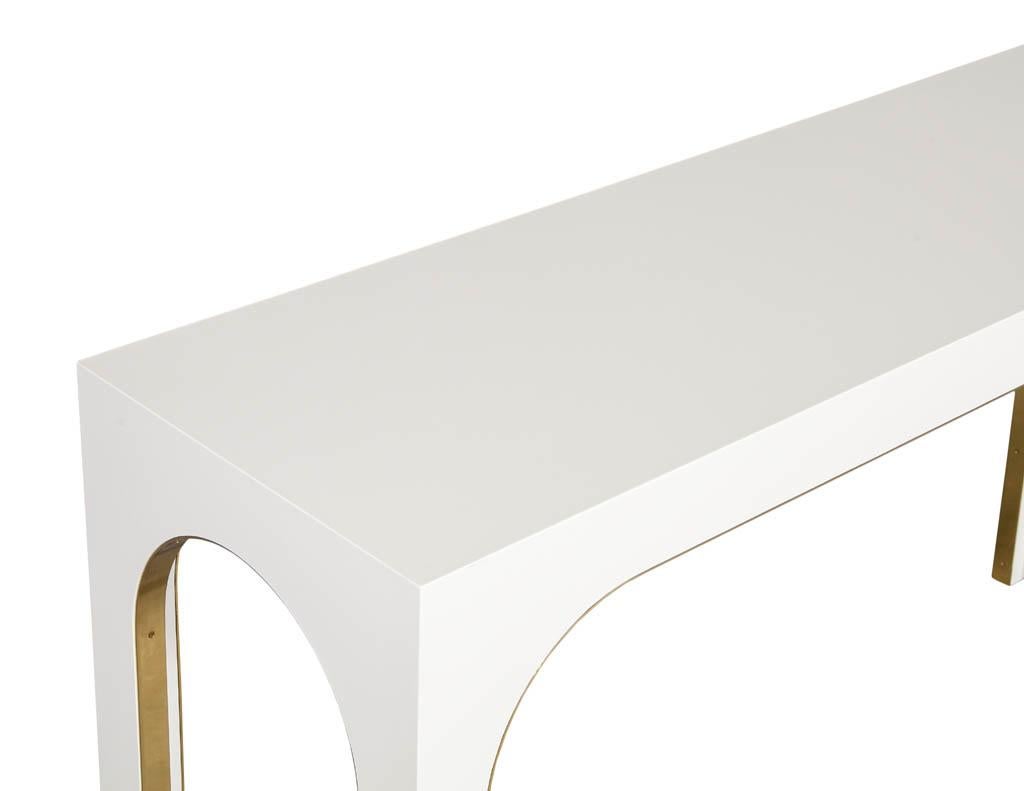 Sleek Modern White Console Table with Metal Accents In New Condition For Sale In North York, ON