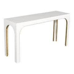 Sleek Modern White Console Table with Metal Accents