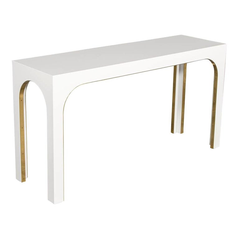 Sleek Modern White Console Table With, Contemporary White Lacquer Console Table